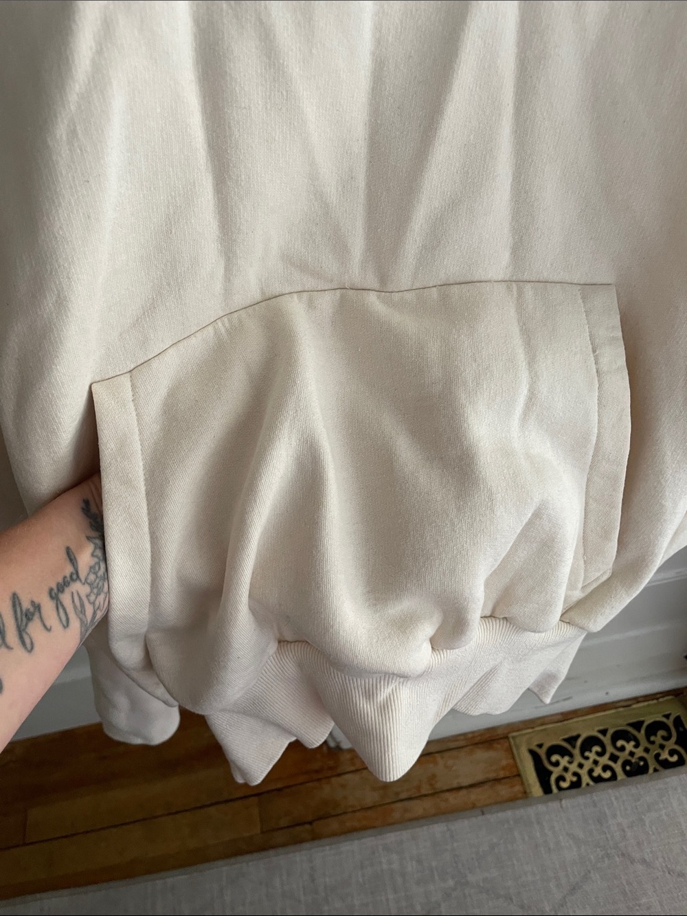 Mercy House Telfar Hoodie in Cream-Medium - Picture 5 of 11